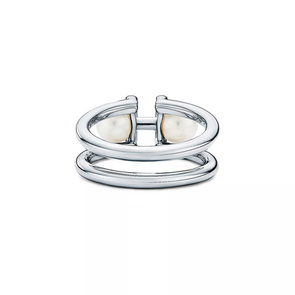 [Clover Jewelry]DOUBLE PEARL SILVER RING