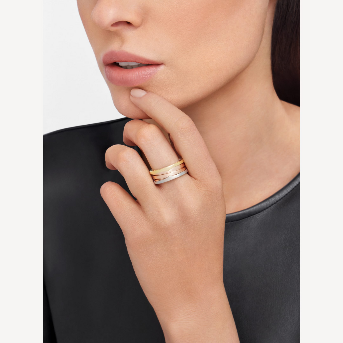 [⭐Clover Jewelry]ZERO 1 THREE-BAND ROSE WHITE AND YELLOW RING