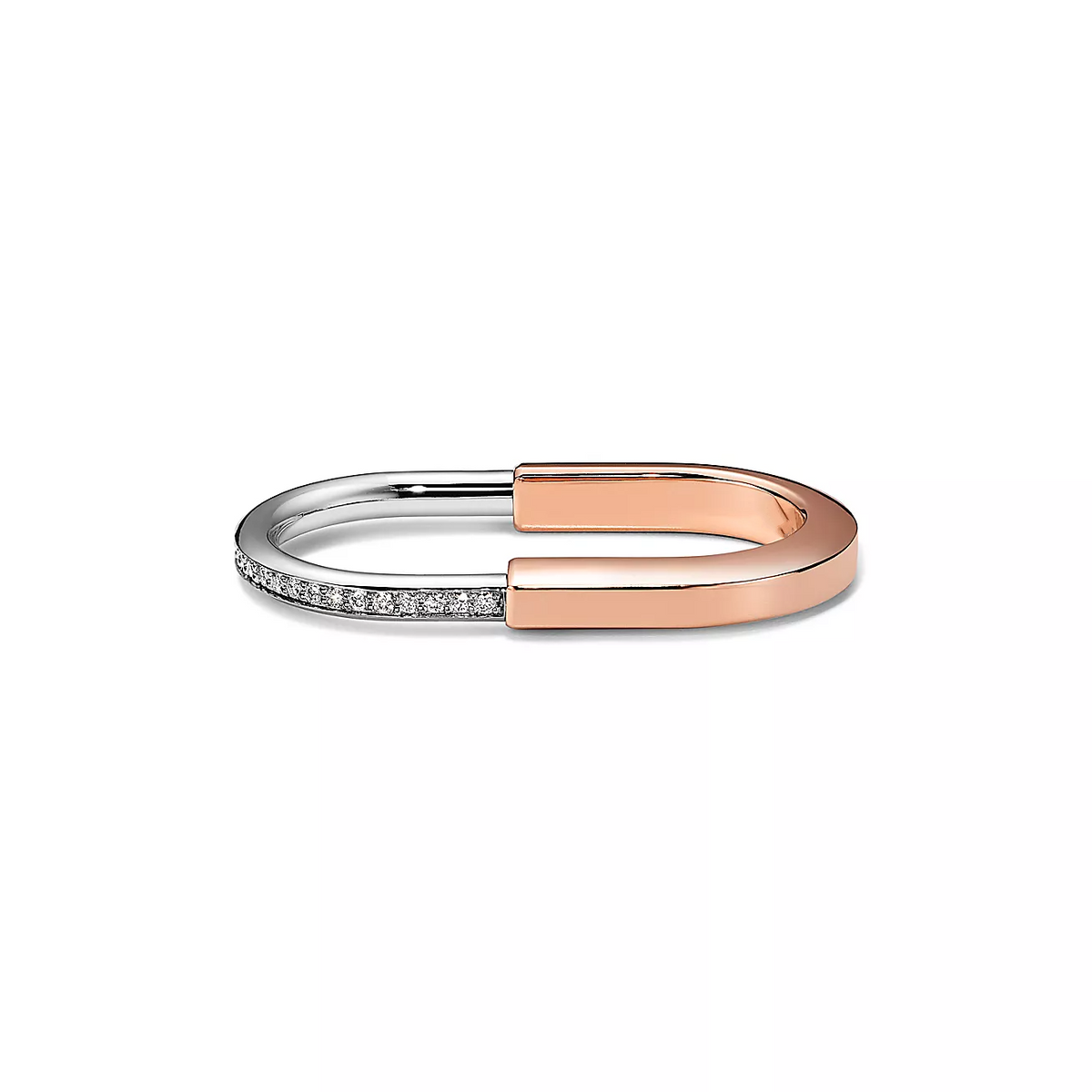 [Clover Jewelry]LOCK RING TOW-FINGER ROSE AND WHITE GOLD DIAMONDS