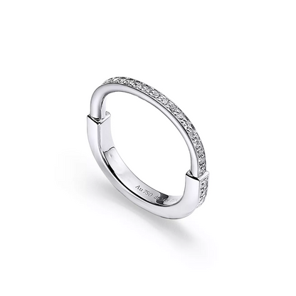 [Clover Jewelry]LOCK RING SILVER DIAMOND PAVED