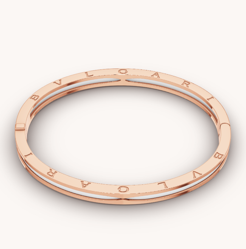 [⭐Clover Jewelry]ZERO 1 PINK GOLD WITH WHITE CERAMIC BRACELET