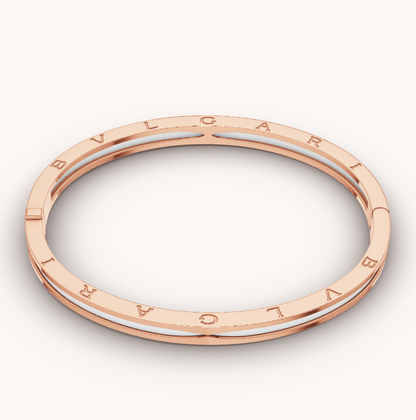 [⭐Clover Jewelry]ZERO 1 PINK GOLD WITH WHITE CERAMIC BRACELET