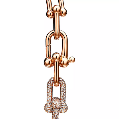 [Clover Jewelry]HARDWEAR LARGE LINK PINK GOLD PAVED DIAMOND BRACELET