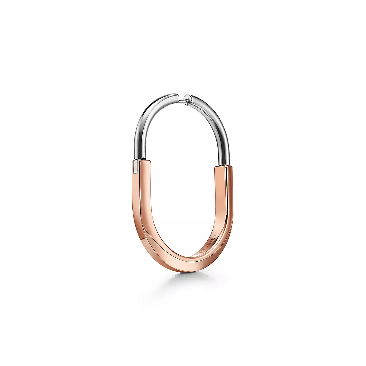 [Clover Jewelry]LOCK EARRINGS ROSE AND WHITE GOLD DIAMONDS EXTRA LARGE