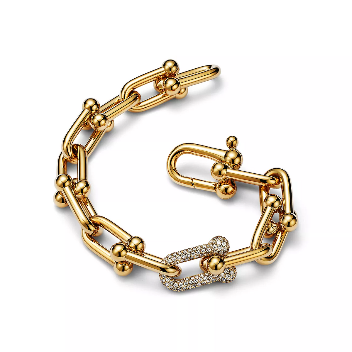 [Clover Jewelry]HARDWEAR LARGE LINK GOLD DIAMOND BRACELET