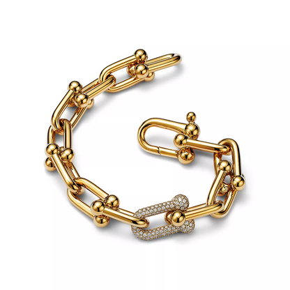 [Clover Jewelry]HARDWEAR LARGE LINK GOLD DIAMOND BRACELET