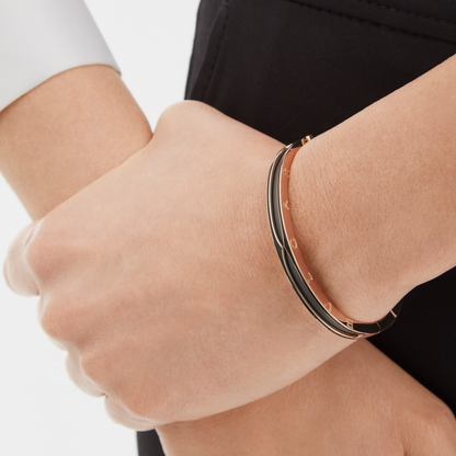 [⭐Clover Jewelry]ZERO 1 PINK GOLD WITH MATTE BLACK CERAMIC BRACELET