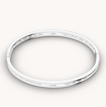 [⭐Clover Jewelry]ZERO 1 SPIRAL LOGO SILVER BRACELET