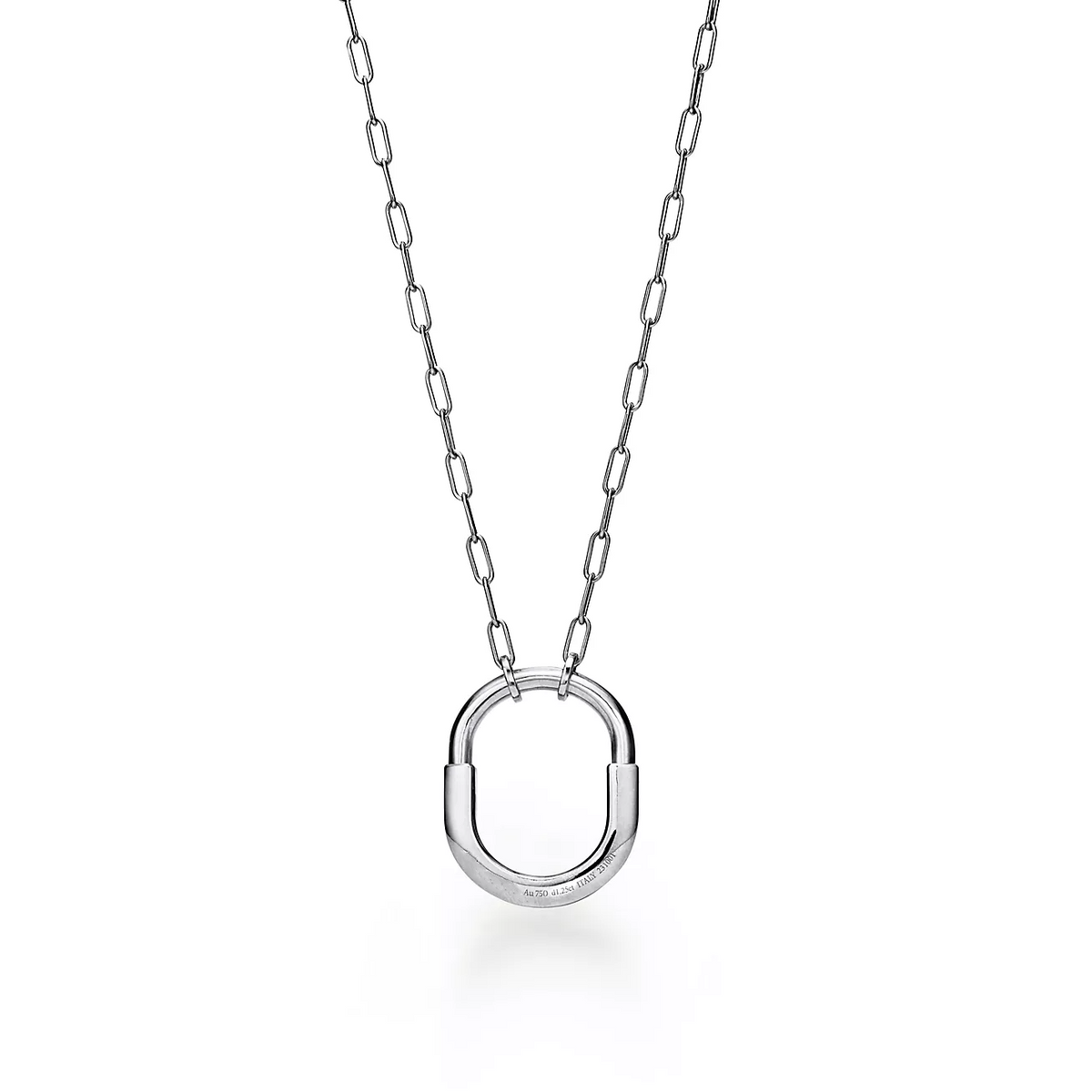 [Clover Jewelry]LOCK NECKLACE MEDIUM PENDANT SILVER PAVED DIAMONDS