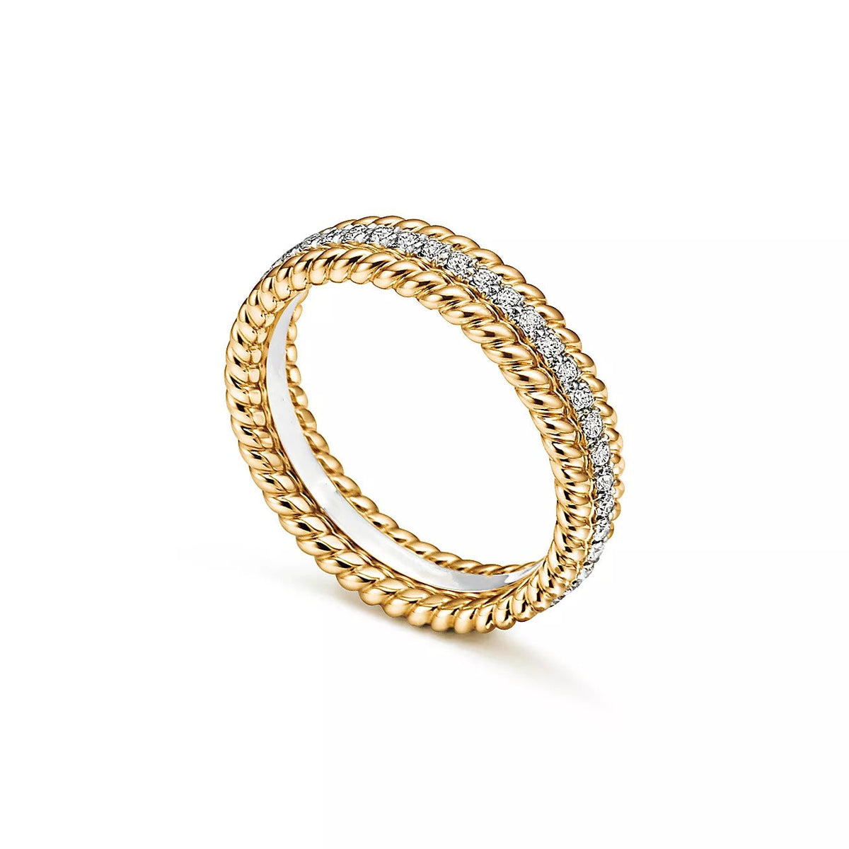 [Clover Jewelry]ROPE TWO-ROW GOLD DIAMOND RING
