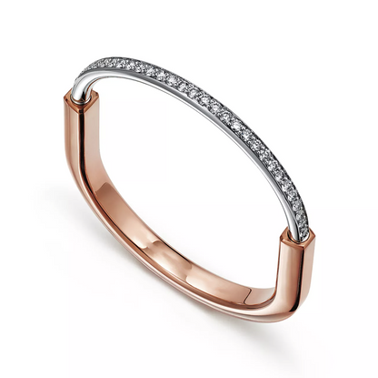 [Clover Jewelry]LOCK BRACELET ROSE AND WHITE GOLD DIAMOND
