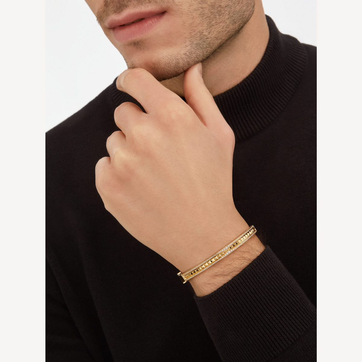 [⭐Clover Jewelry]ZERO 1 SPIRAL AND PAVED DIAMOND GOLD BRACELET