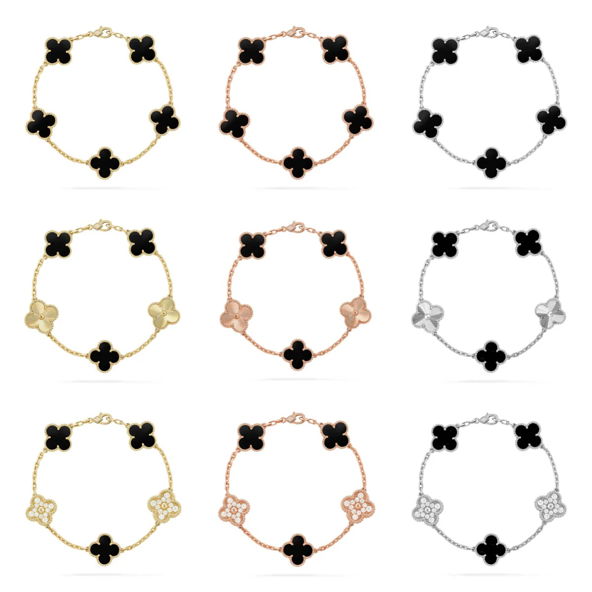 [⭐Clover Jewelry] CLOVER 5 MOTIF ONYXS BRACELET COLLECTION