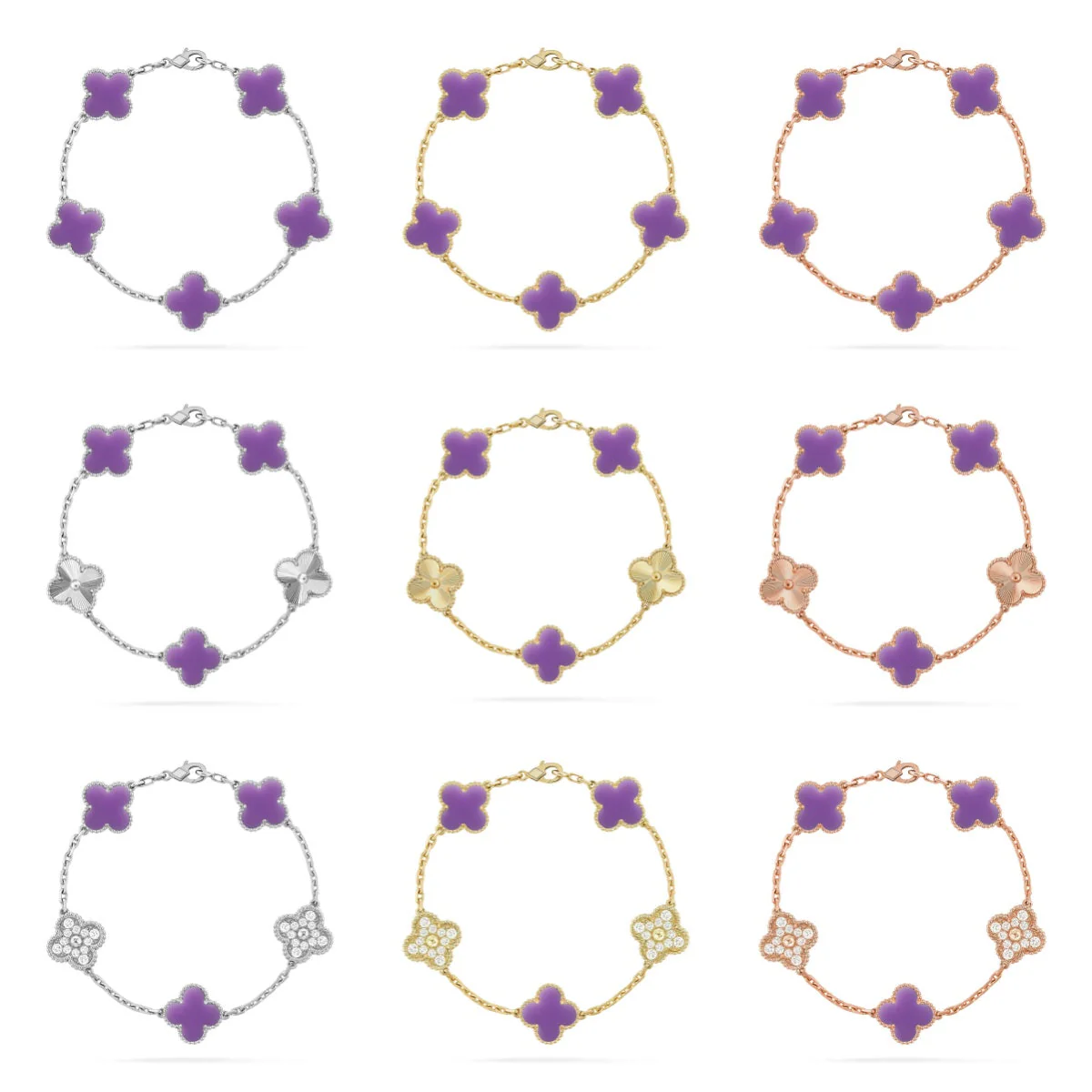 [⭐Clover Jewelry]CLOVER 5 MOTIF LIGHT PURPLE BRACELET COLLECTION