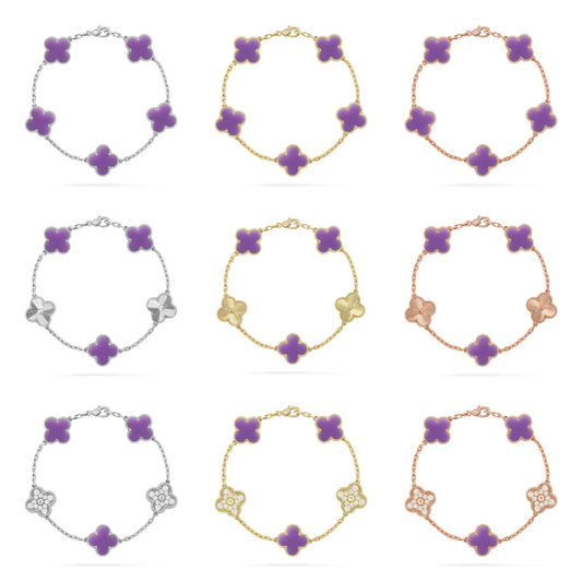 [⭐Clover Jewelry]CLOVER 5 MOTIF LIGHT PURPLE BRACELET COLLECTION