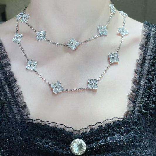 [⭐Clover Jewelry]CLOVER 20 MOTIFS FULL-DIAMOND NECKLACE
