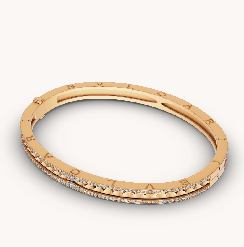 [⭐Clover Jewelry]ZERO 1 SPIRAL AND PAVED DIAMOND GOLD BRACELET