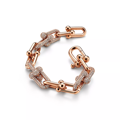 [Clover Jewelry]HARDWEAR LARGE LINK PINK GOLD PAVED DIAMOND BRACELET