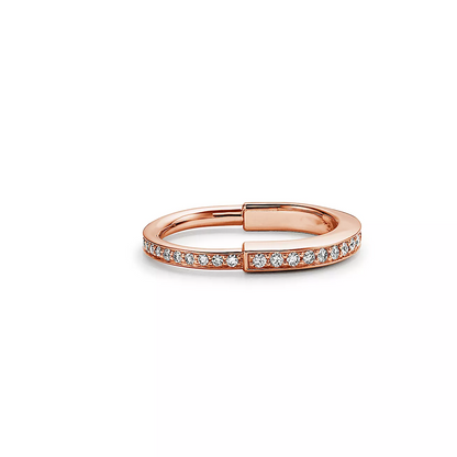 [Clover Jewelry]LOCK RING PINK GOLD DIAMOND PAVED