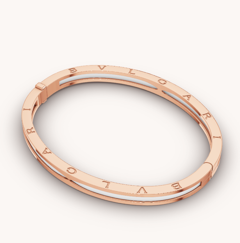 [⭐Clover Jewelry]ZERO 1 PINK GOLD WITH WHITE CERAMIC BRACELET