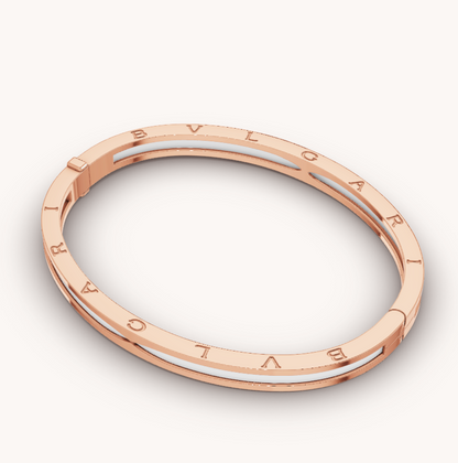 [⭐Clover Jewelry]ZERO 1 PINK GOLD WITH WHITE CERAMIC BRACELET