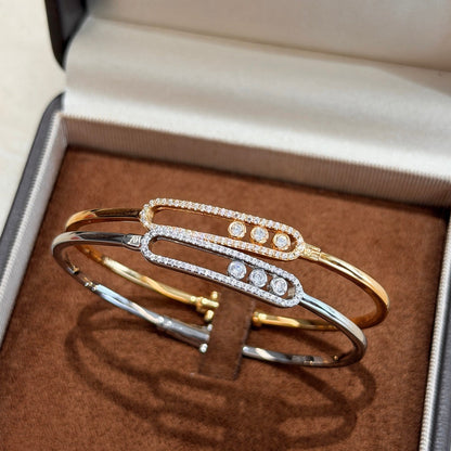 [⭐Clover Jewelry]Move Pavé Diamond Bangle Bracelet M