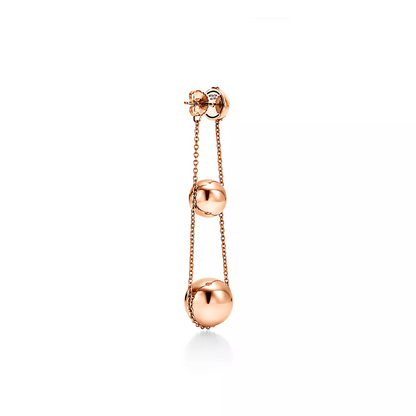 [Clover Jewelry]TRIPLE DROP PINK GOLD EARRINGS