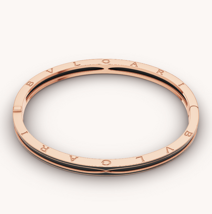 [⭐Clover Jewelry]ZERO 1 PINK GOLD WITH MATTE BLACK CERAMIC BRACELET