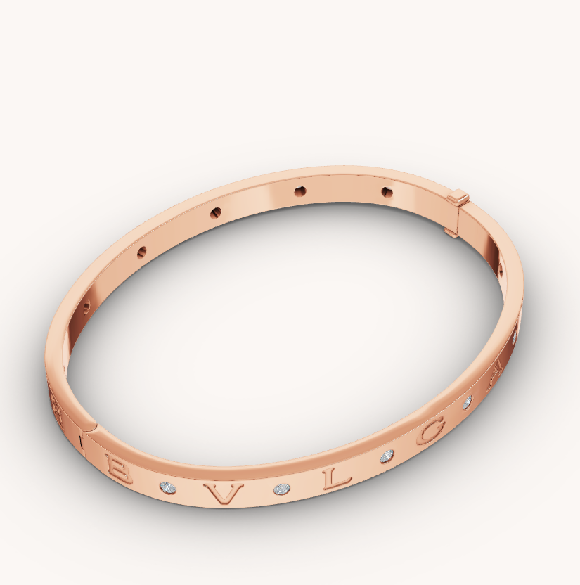 [⭐Clover Jewelry]ZERO 1 PINK GOLD 12 DIAMONDS BRACELET