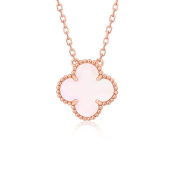 [⭐Clover Jewelry]CLOVER 15MM PINK MOTHER-OF-PEARL SINGLE FLOWER NECKLACE
