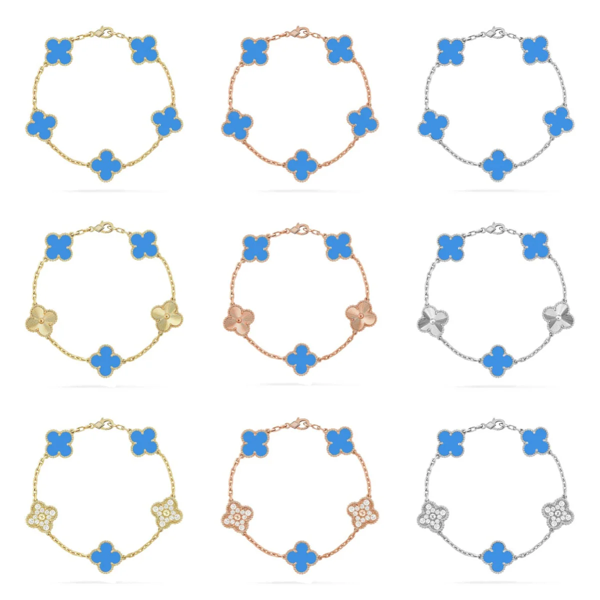 [⭐Clover Jewelry] CLOVER 5 MOTIF BLUE AGATE BRACELET COLLECTION
