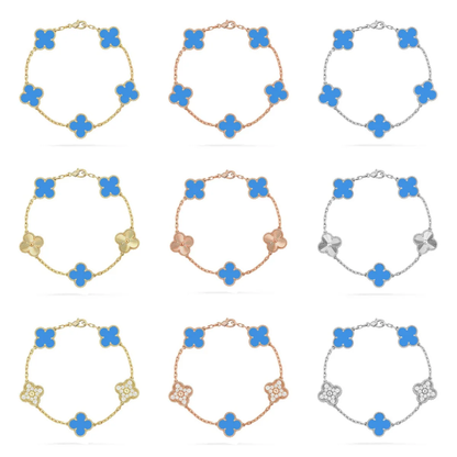 [⭐Clover Jewelry] CLOVER 5 MOTIF BLUE AGATE BRACELET COLLECTION