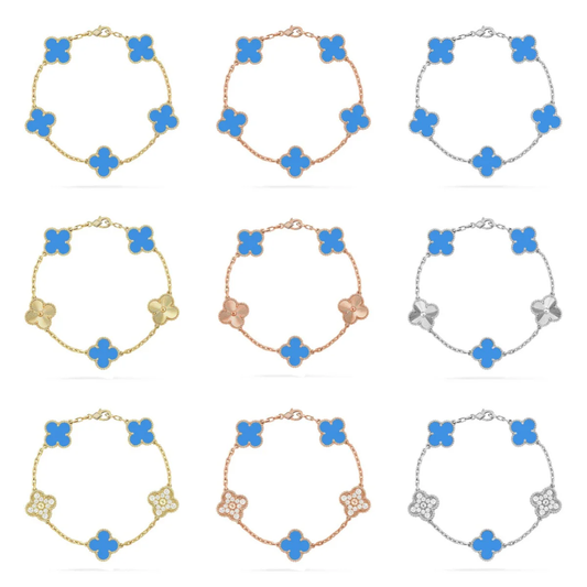 [⭐Clover Jewelry] CLOVER 5 MOTIF BLUE AGATE BRACELET COLLECTION