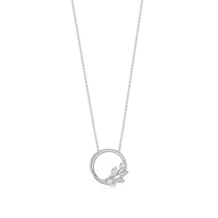 [Clover Jewelry]DIAMOND VINE CIRCLE PENDANT PLATINUM NECKLACE