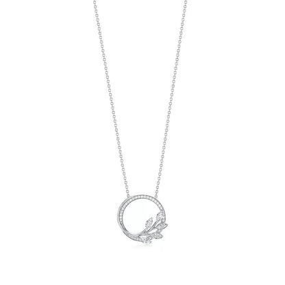 [Clover Jewelry]DIAMOND VINE CIRCLE PENDANT PLATINUM NECKLACE