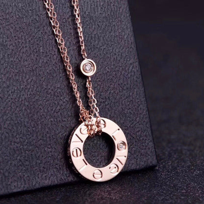 [⭐Clover Jewelry]LOVE NECKLACE 16MM 2 DIAMONDS
