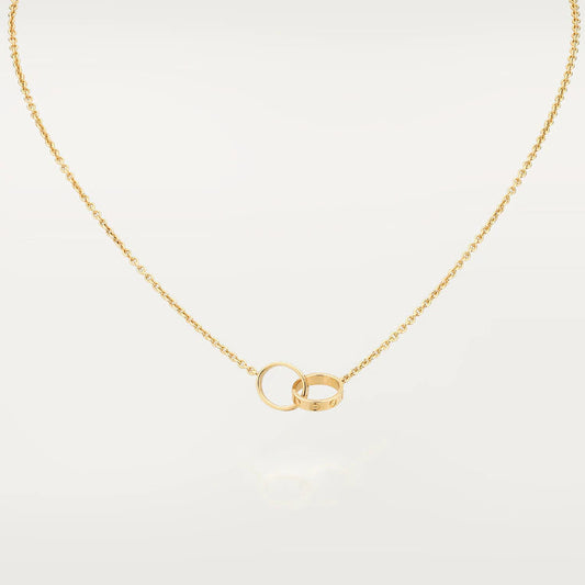 [⭐Clover Jewelry]LOVE NECKLACE DOUBLE RING GOLD