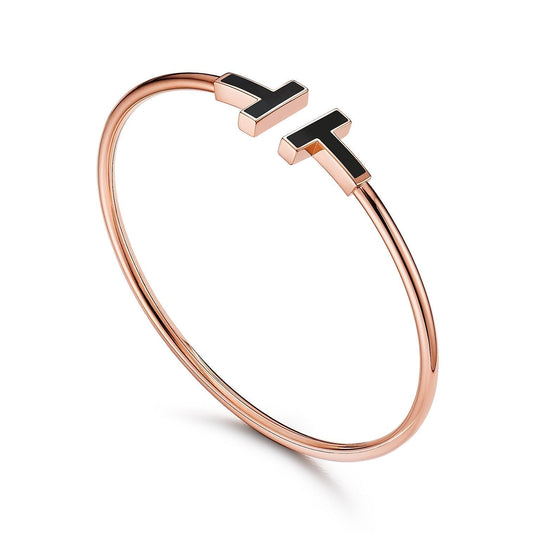 [Clover Jewelry]T BRACELET 1.8MM ONYX PINK GOLD