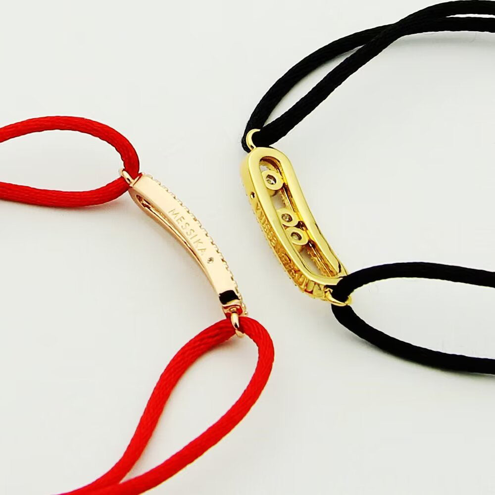 [⭐Clover Jewelry]Messika Care(s) pink cord pavé bracelet
