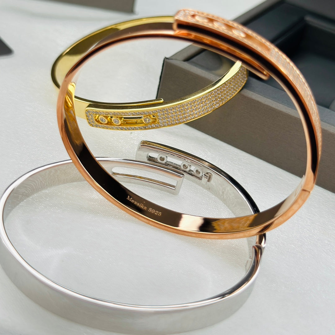 [⭐Clover Jewelry]Move Noa Rose Gold Pavé Diamond Bangle Bracelet