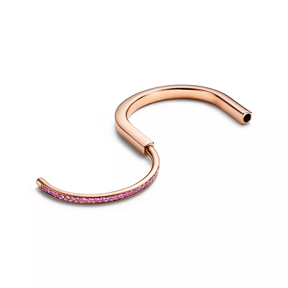 [Clover Jewelry]LOCK BRACELET ROSE DIAMOND PINK GOLD