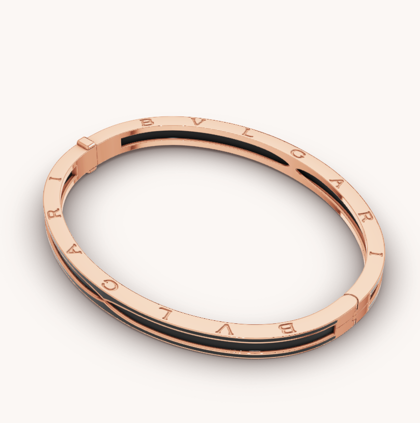 [⭐Clover Jewelry]ZERO 1 PINK GOLD WITH MATTE BLACK CERAMIC BRACELET