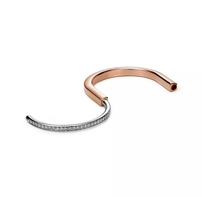 [Clover Jewelry]LOCK BRACELET ROSE AND WHITE GOLD DIAMOND