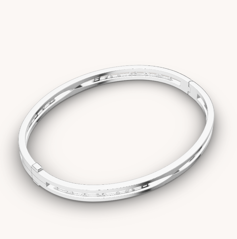 [⭐Clover Jewelry]ZERO 1 SPIRAL LOGO SILVER BRACELET