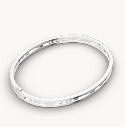 [⭐Clover Jewelry]ZERO 1 SPIRAL LOGO SILVER BRACELET