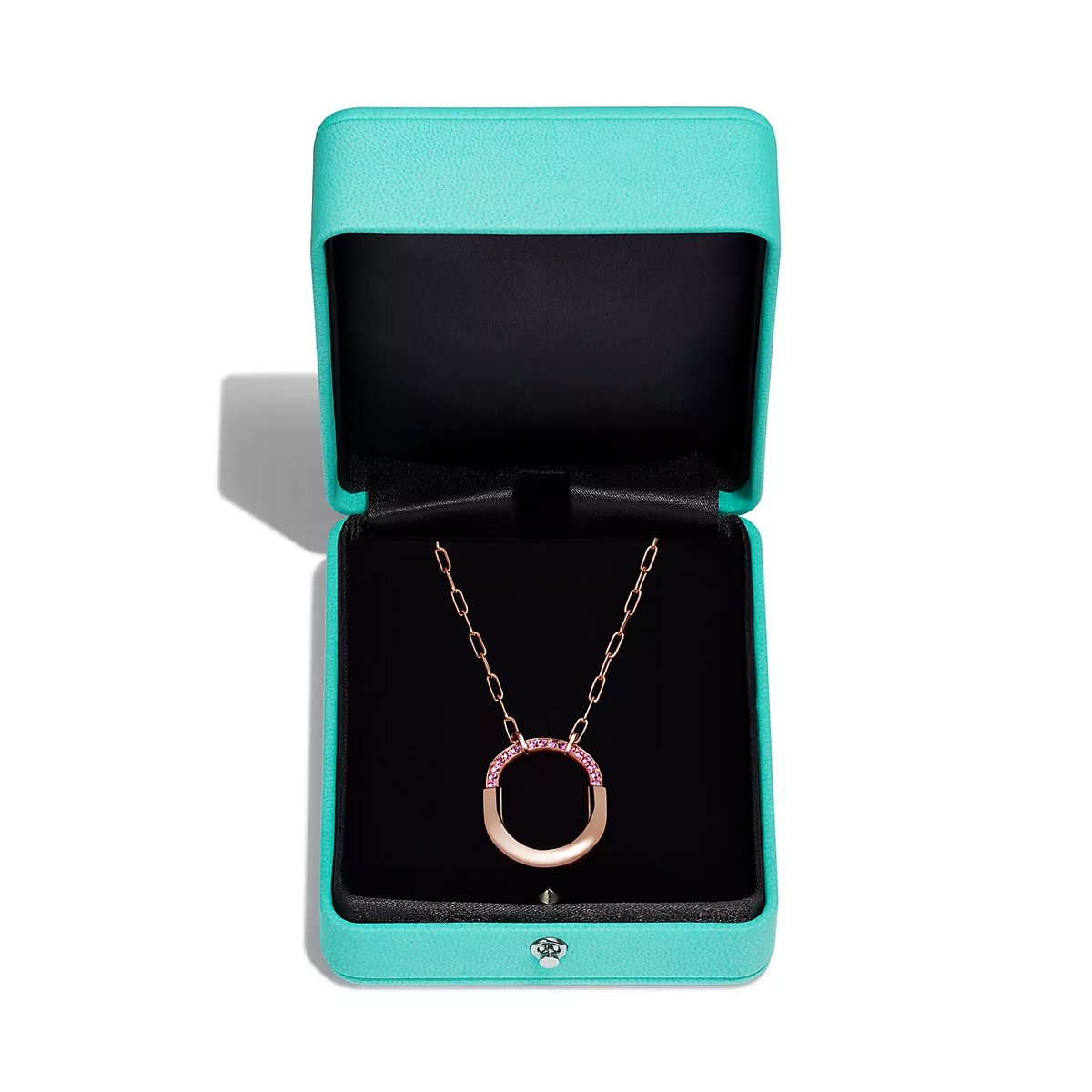 [Clover Jewelry]LOCK MEDIUM PENDANT PINK DIAMOND PINK GOLD NECKLACE