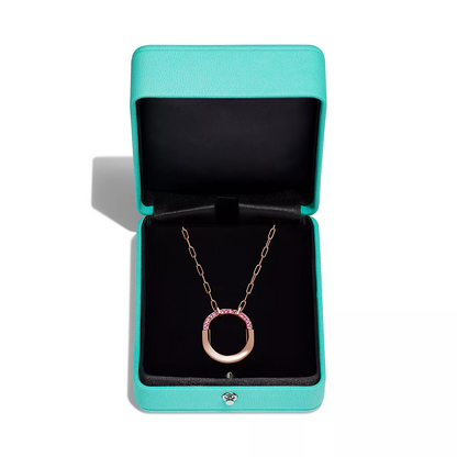 [Clover Jewelry]LOCK MEDIUM PENDANT PINK DIAMOND PINK GOLD NECKLACE