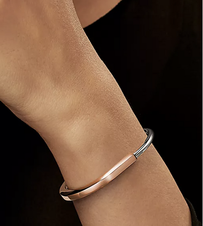 [Clover Jewelry]LOCK BRACELET ROSE AND WHITE GOLD