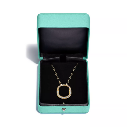 [Clover Jewelry]LOCK NECKLACE MEDIUM PENDANT GOLD PAVED DIAMONDS