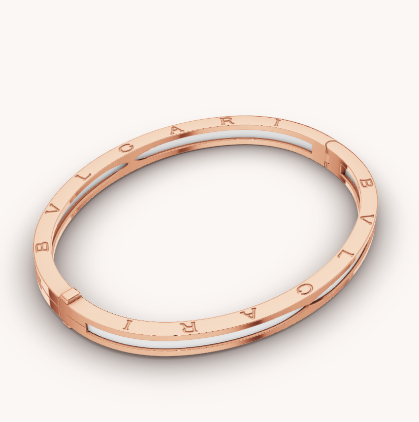 [⭐Clover Jewelry]ZERO 1 PINK GOLD WITH WHITE CERAMIC BRACELET
